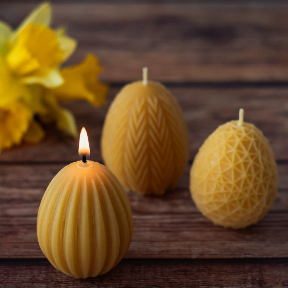 Bienenwachs Kerze Osterkollektion 6er Set Brenndauer je 8h – Detailansicht 3