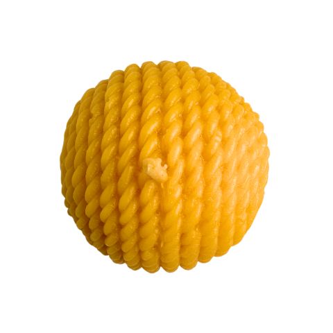 Bienenwachs Kugelkerze "Wollfaden" 80x80mm Brenndauer 36h – Detailansicht 3