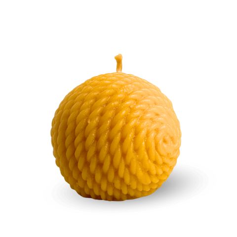 Bienenwachs Kugelkerze "Wollfaden" 80x80mm Brenndauer 36h – Detailansicht 2
